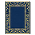 Golden Floral Scroll Navy Blue Frame Rug