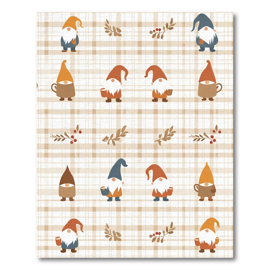 Cozy Gnomes Plaid Garden Rug