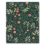 Deep Navy Coral Floral Botanical Rug
