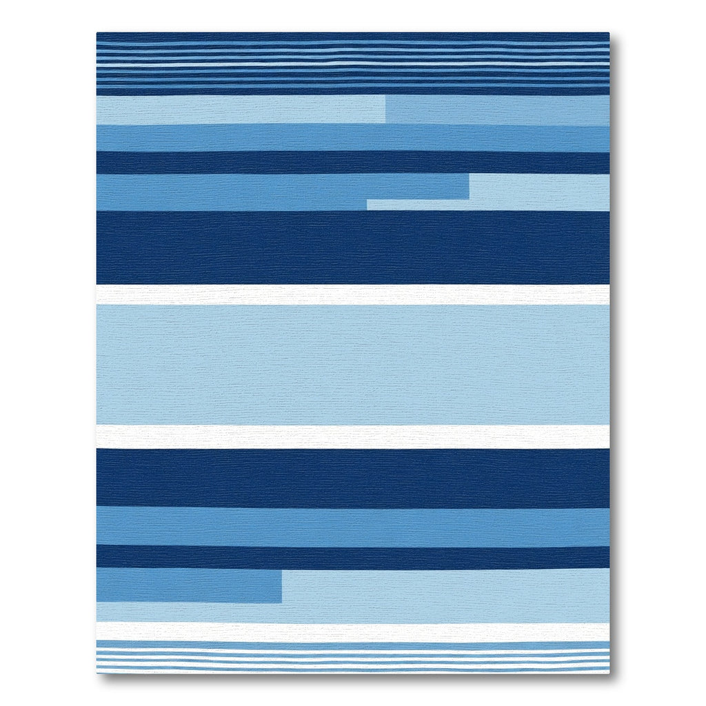 Shades Of Blue Horizontal Stripe Rectangles Rug