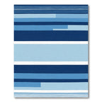 Shades Of Blue Horizontal Stripe Rectangles Rug