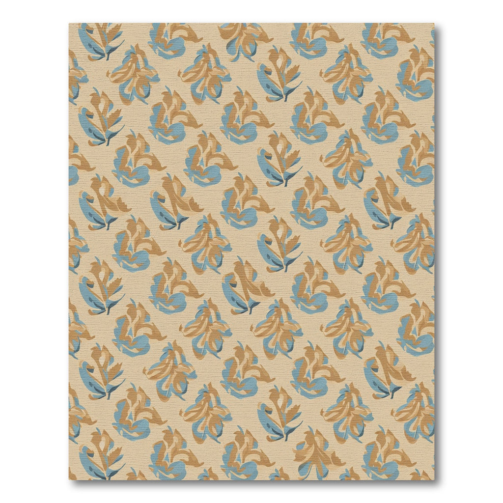 Earthy Blue Abstract Floral Arrangement Rug