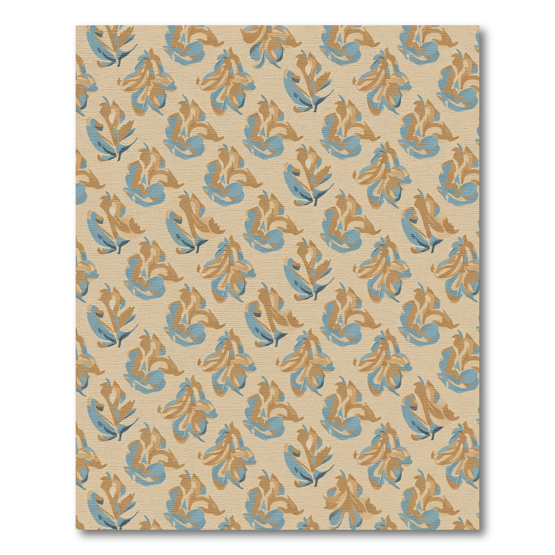 Earthy Blue Abstract Floral Arrangement Rug