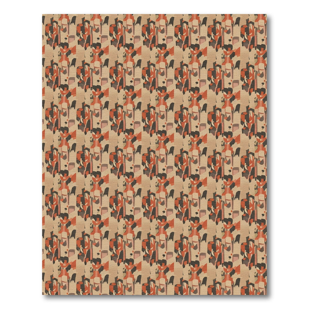 Retro Terracotta Abstract Collage Rug