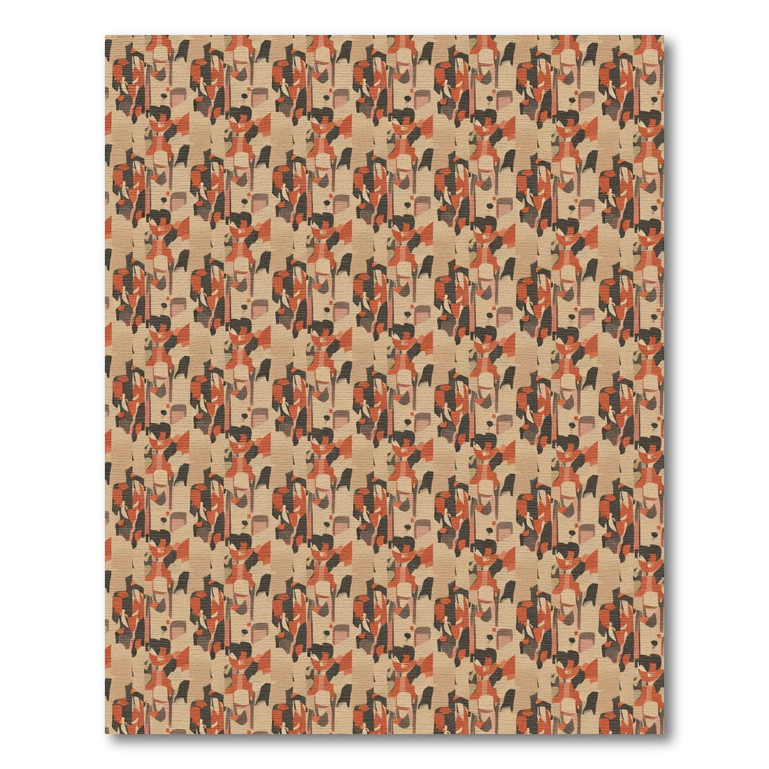 Retro Terracotta Abstract Collage Rug