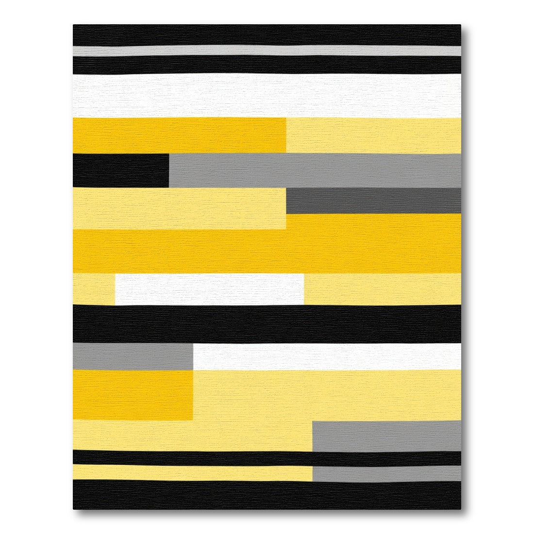 Bold Yellow Gray Black Stripe Accent Rug