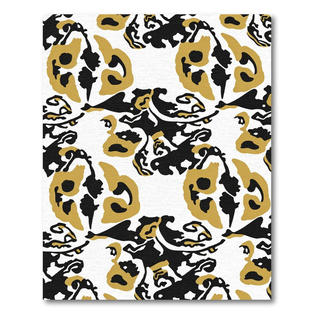 Abstract Black Gold Clouded Shapes Rug