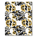 Abstract Black Gold Clouded Shapes Rug