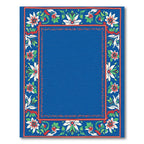 Classic Blue Floral Botanical Border Rug