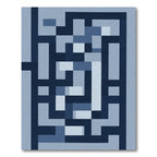 Modern Blue Geometric Maze Rug