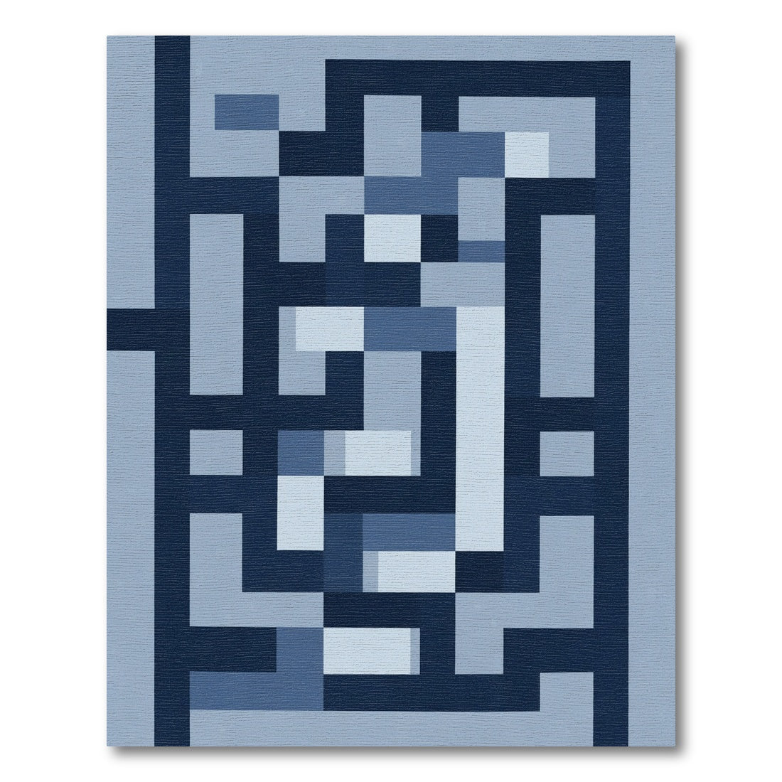 Modern Blue Geometric Maze Rug