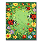 Whimsical Ladybug Flower Garden Rug