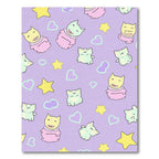 Kawaii Cats Hearts Stars Lavender Pattern Rug