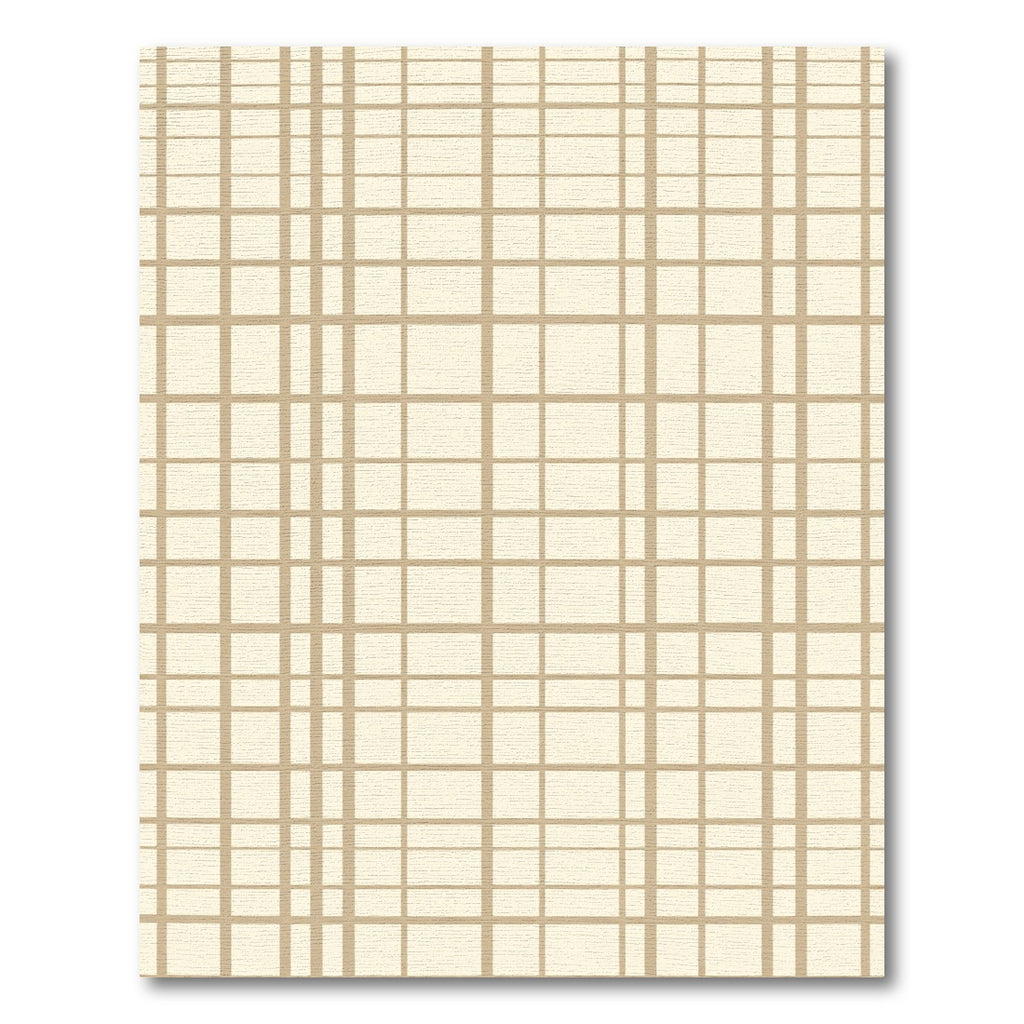 Neutral Taupe Plaid Grid Rug