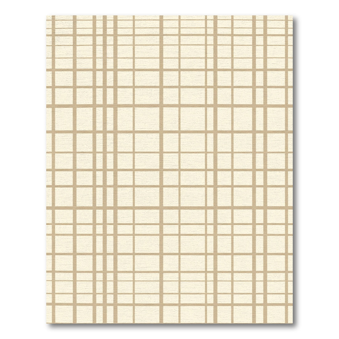Neutral Taupe Plaid Grid Rug
