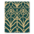 Teal Gold Art Deco Scroll Rug