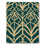 Teal Gold Art Deco Scroll Rug