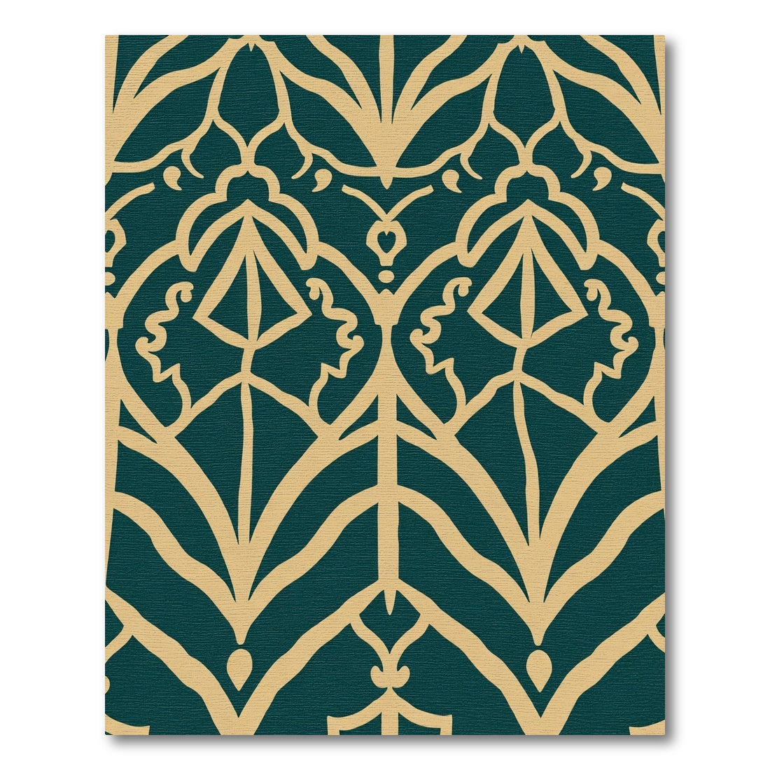 Teal Gold Art Deco Scroll Rug
