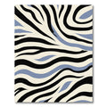 Bold Black Blue Cream Zebra Stripes Rug