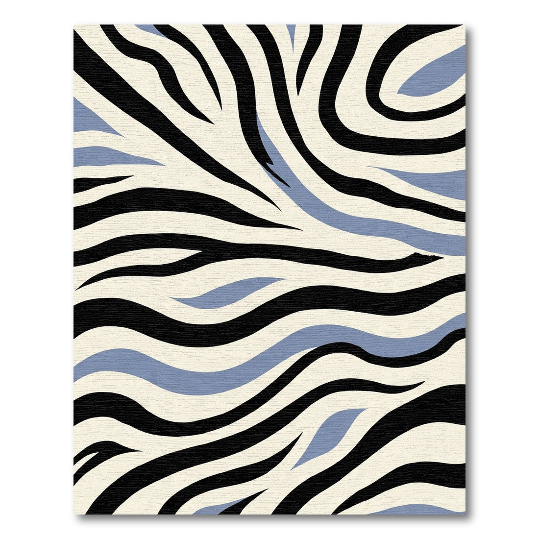 Bold Black Blue Cream Zebra Stripes Rug