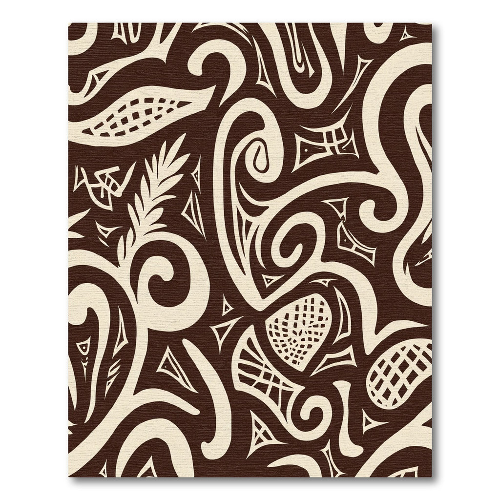 Brown Cream Swirl Tribal Abstract Rug
