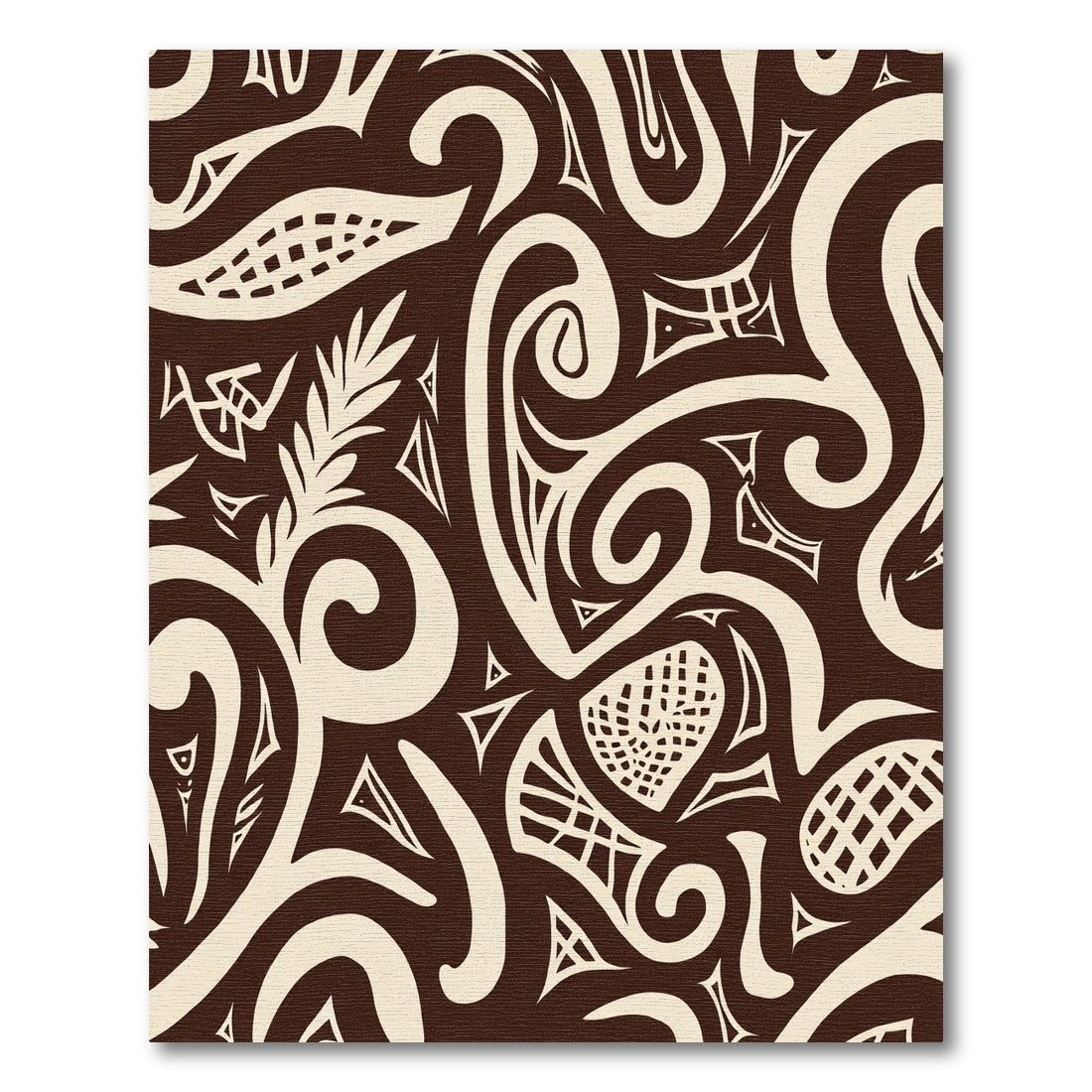 Brown Cream Swirl Tribal Abstract Rug