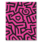 Bold Pink Black Abstract Lines Rug