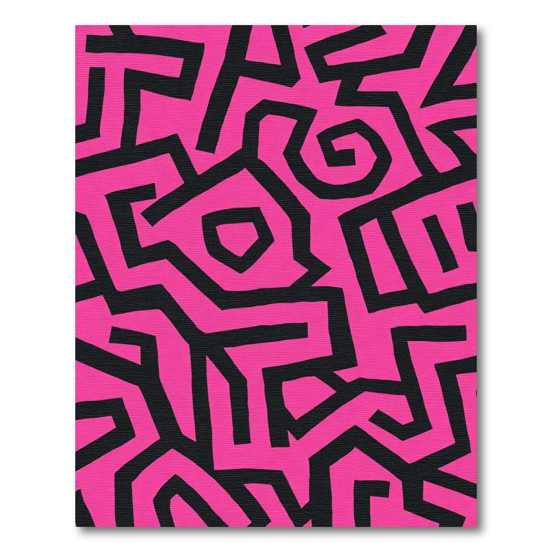 Bold Pink Black Abstract Lines Rug