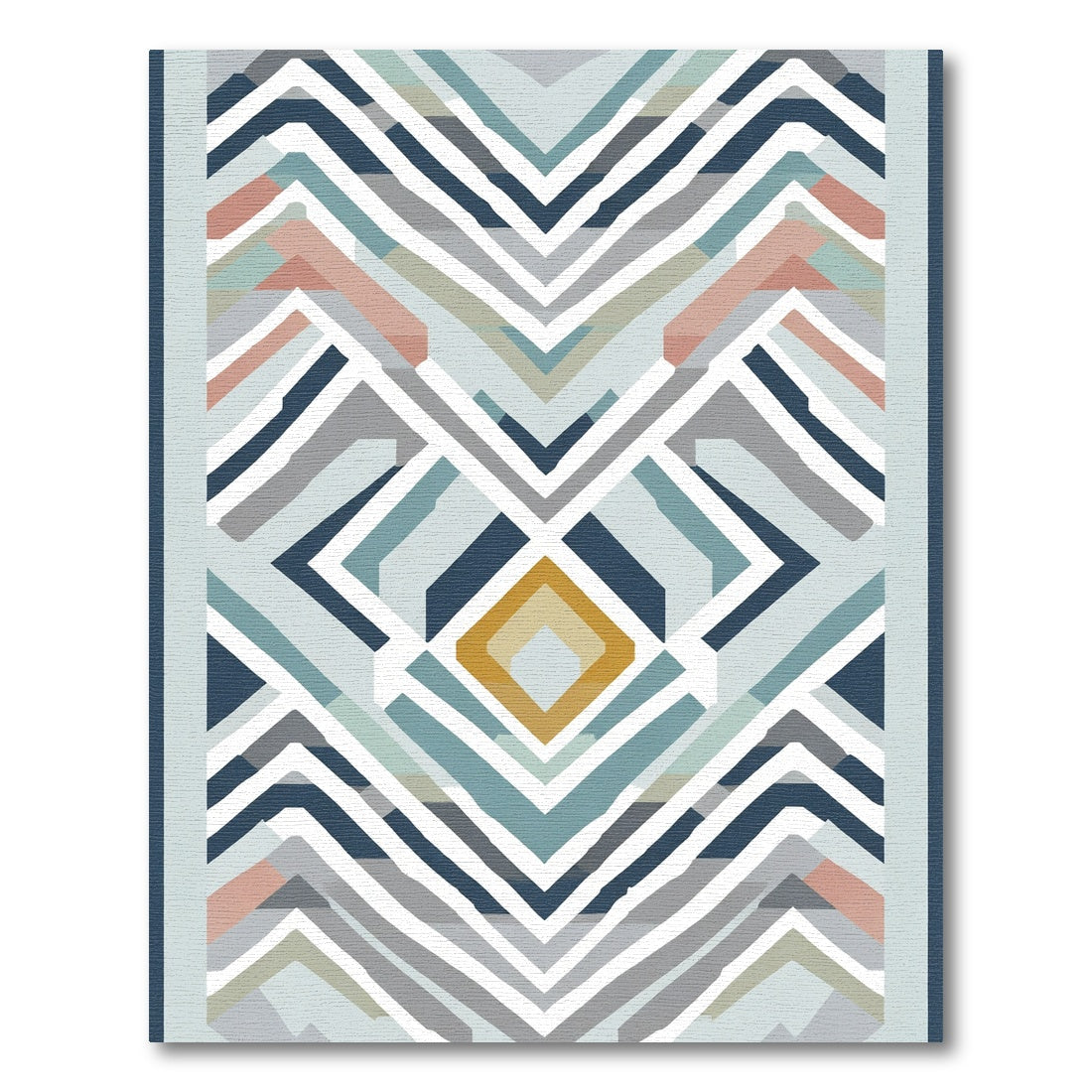 Geometric Diamond Chevron Inlay Rug