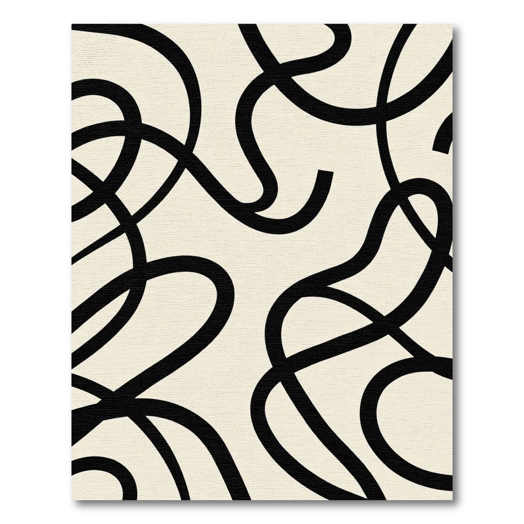 Modern Black Swirl Cream Rug