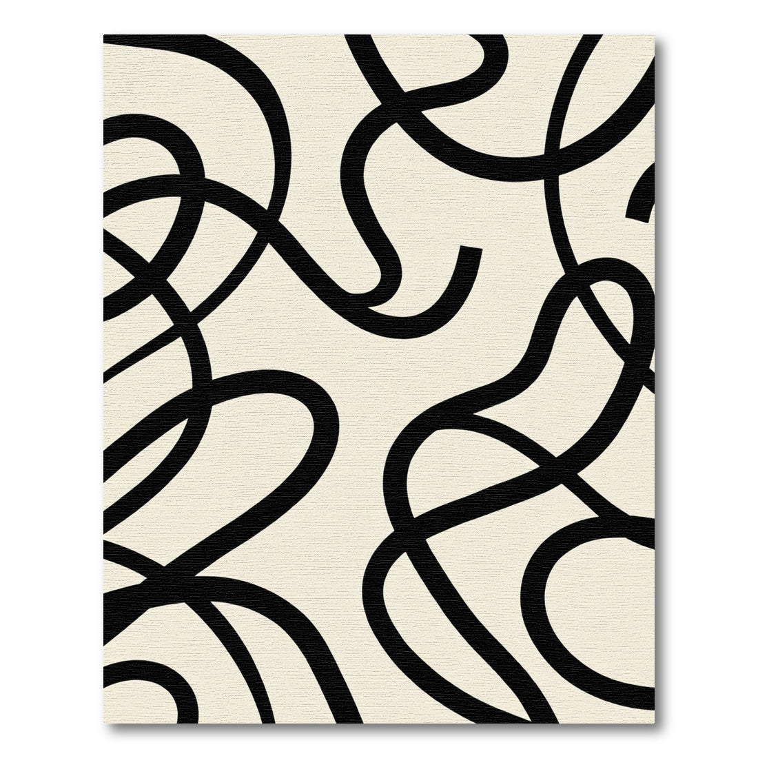 Modern Black Swirl Cream Rug