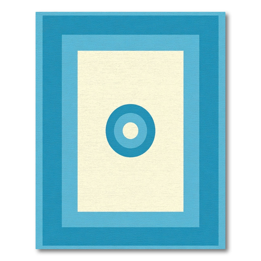 Retro Blue Concentric Circles Rug