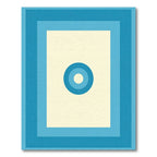 Retro Blue Concentric Circles Rug