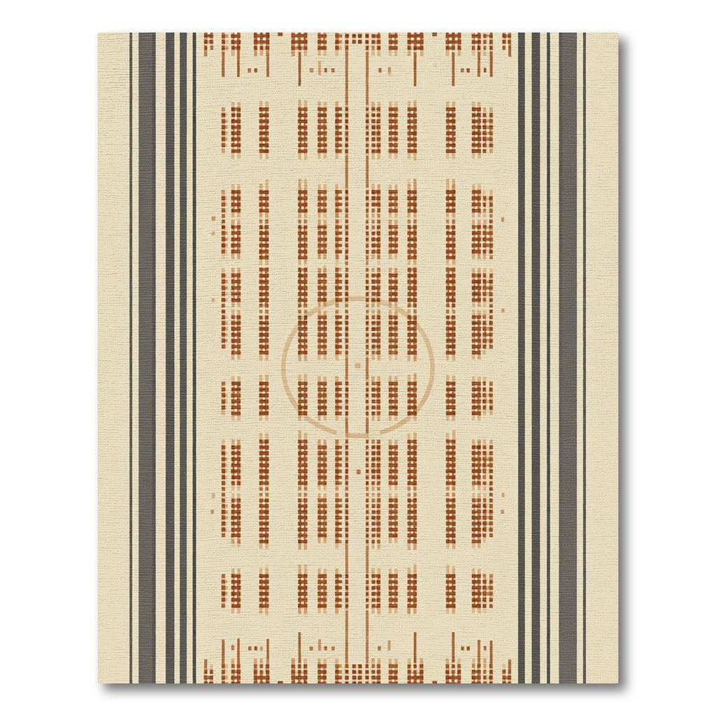 Rustic Beige Striped Grid Rug