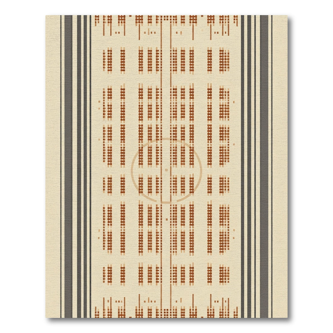 Rustic Beige Striped Grid Rug