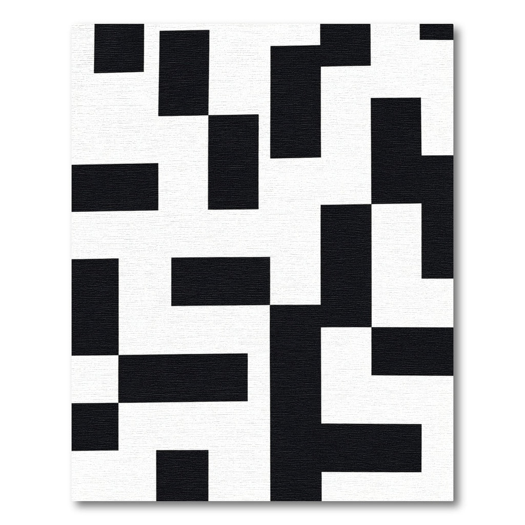 Black White Geometric Offset Rectangles Rug