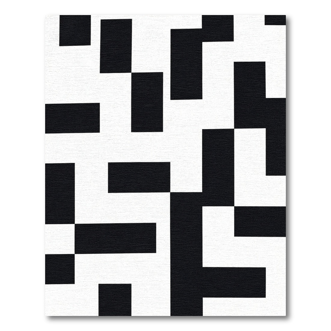 Black White Geometric Offset Rectangles Rug