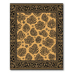Golden Ochre Leaf Border Rug