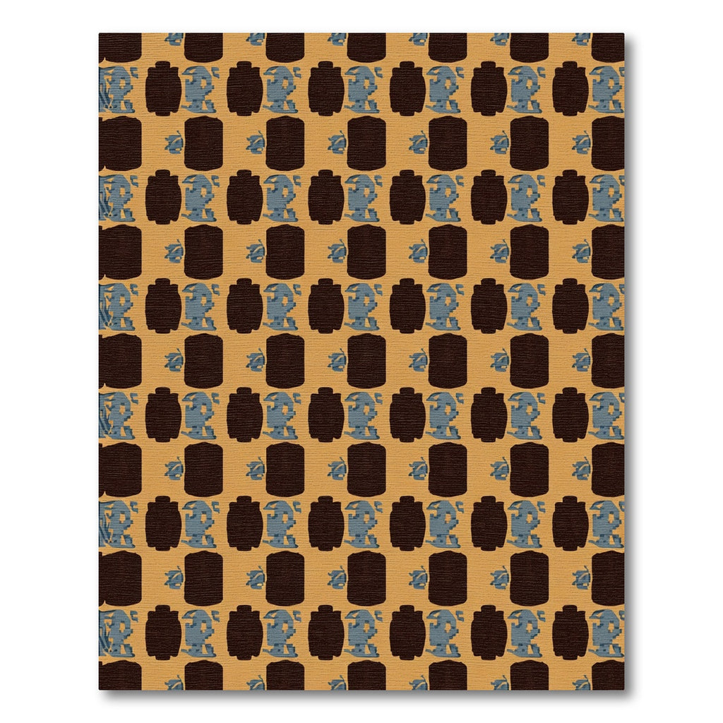 Brown Blue Pixelated Robot Grid Rug
