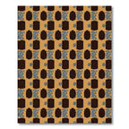 Brown Blue Pixelated Robot Grid Rug