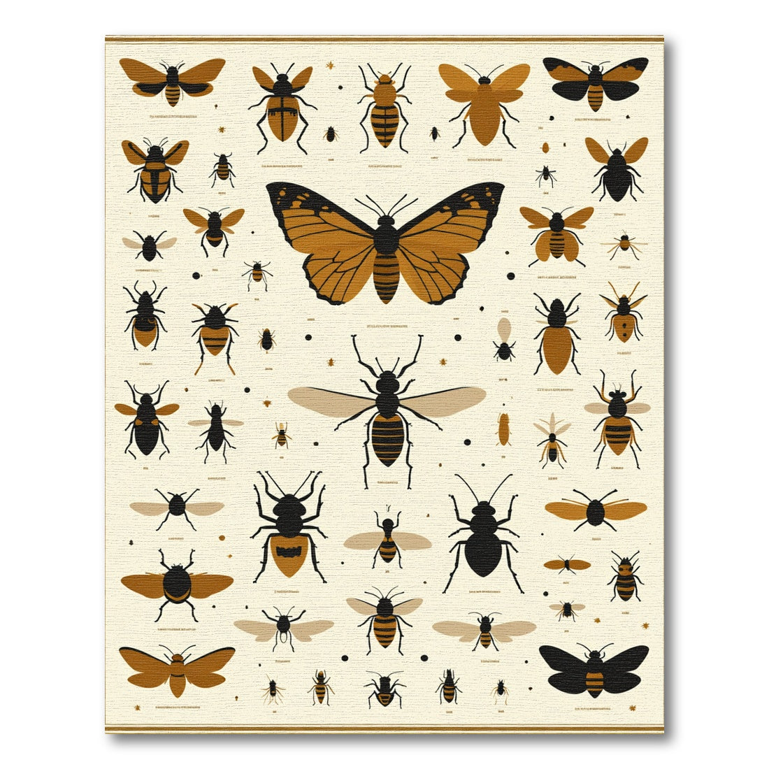 Golden Brown Insect Collection Rug