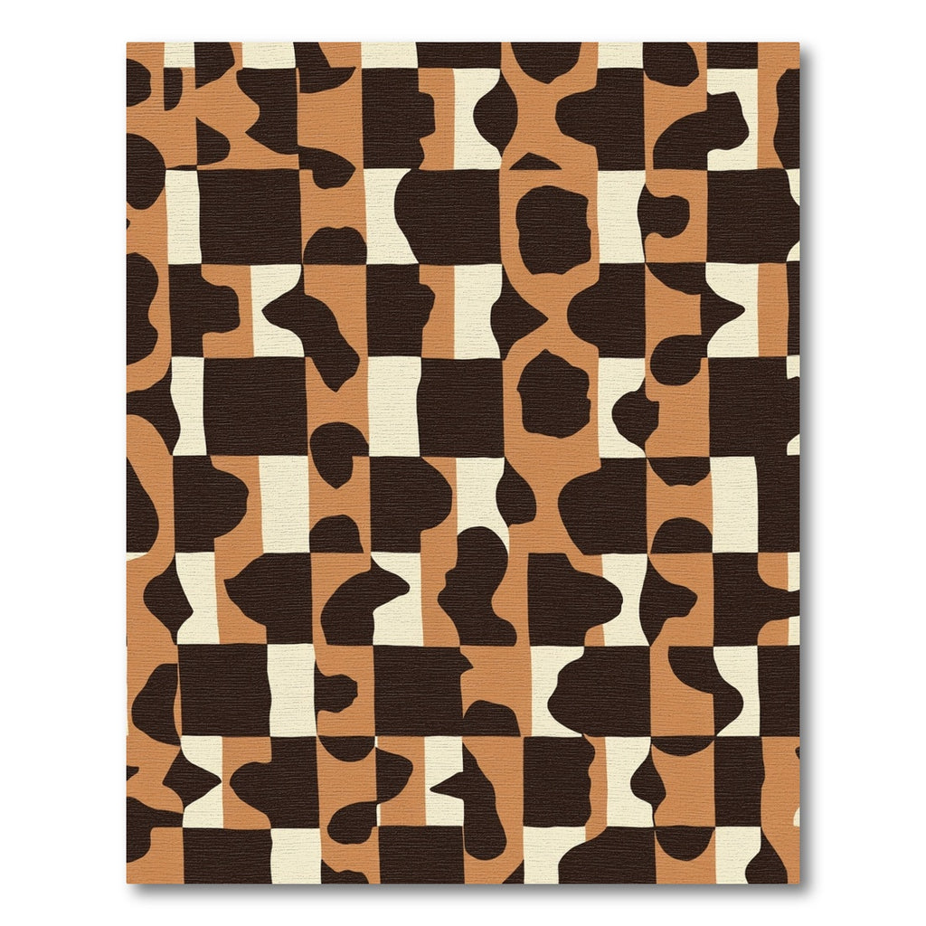 Brown Cream Abstract Organic Squares Rug