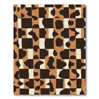 Brown Cream Abstract Organic Squares Rug