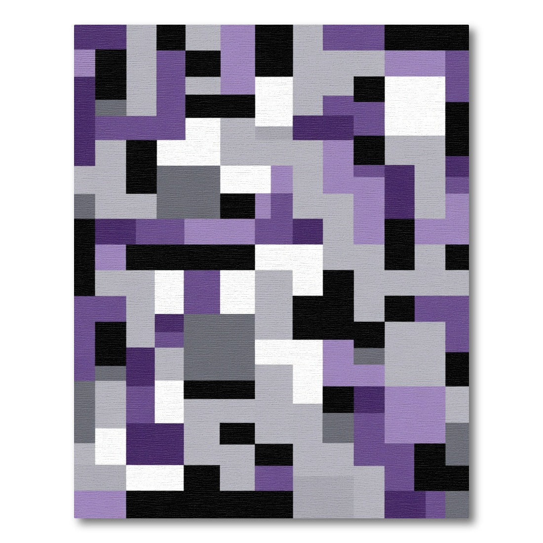 Modern Purple Geometric Block Rug