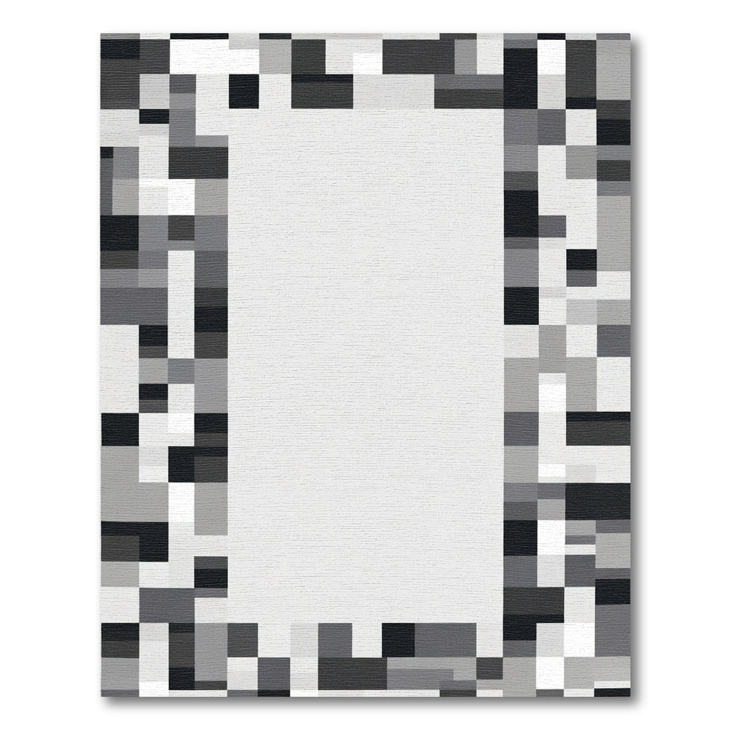 Monochrome Pixel Border Rectangular Rug