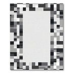 Monochrome Pixel Border Rectangular Rug