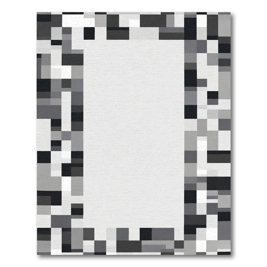 Monochrome Pixel Border Rectangular Rug
