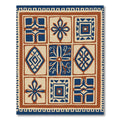 Indigo Terracotta Grid Mosaic Art Rug