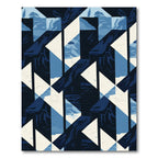 Indigo Geometric Abstract Triangles Rug