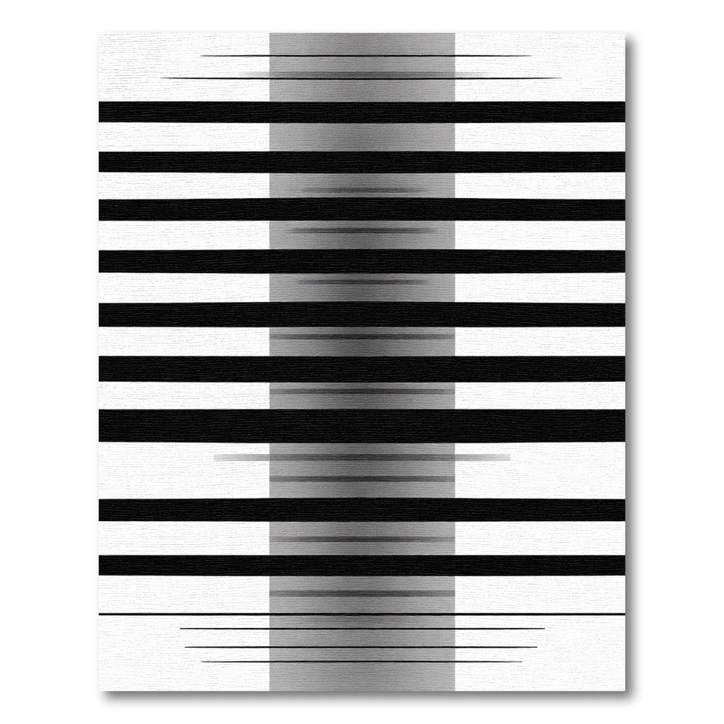 Bold Black White Linear Overlap Rug